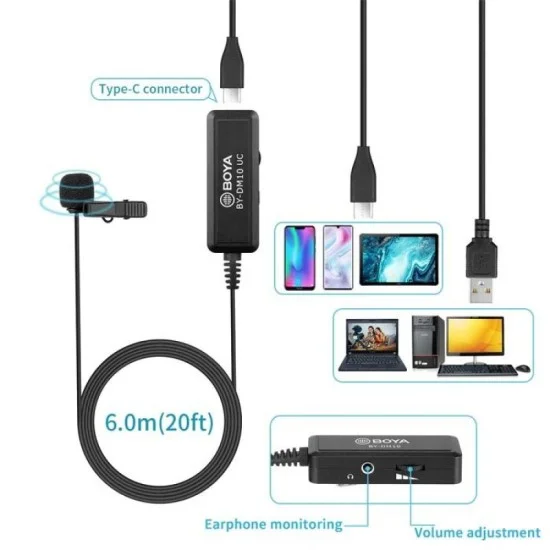 BOYA Lavalier Microphone For Type-C Devices And Pc